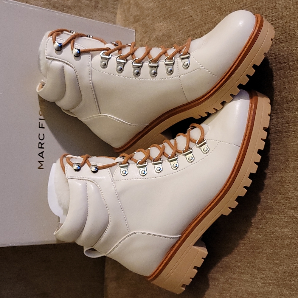 Marc Fisher MALLIE Lug Sole Sherpa Booties - Picture 2 of 16